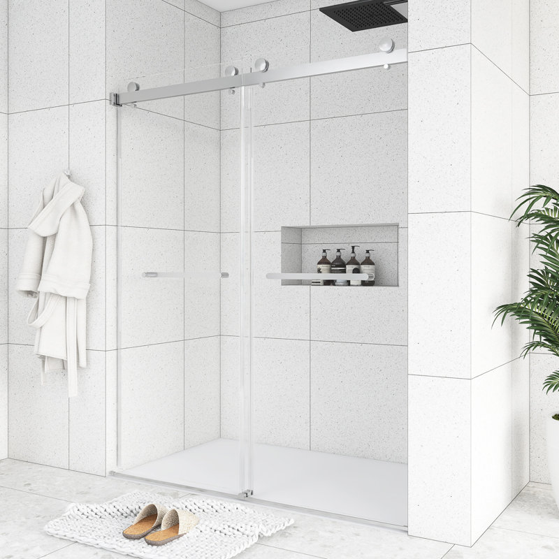 Porte de douche coulissante double sans cadre l 56 à 60 po x H 75 po, Chrome