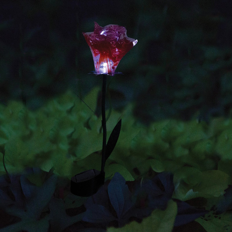 Glass Plants & Flowers Garden Stake, Red