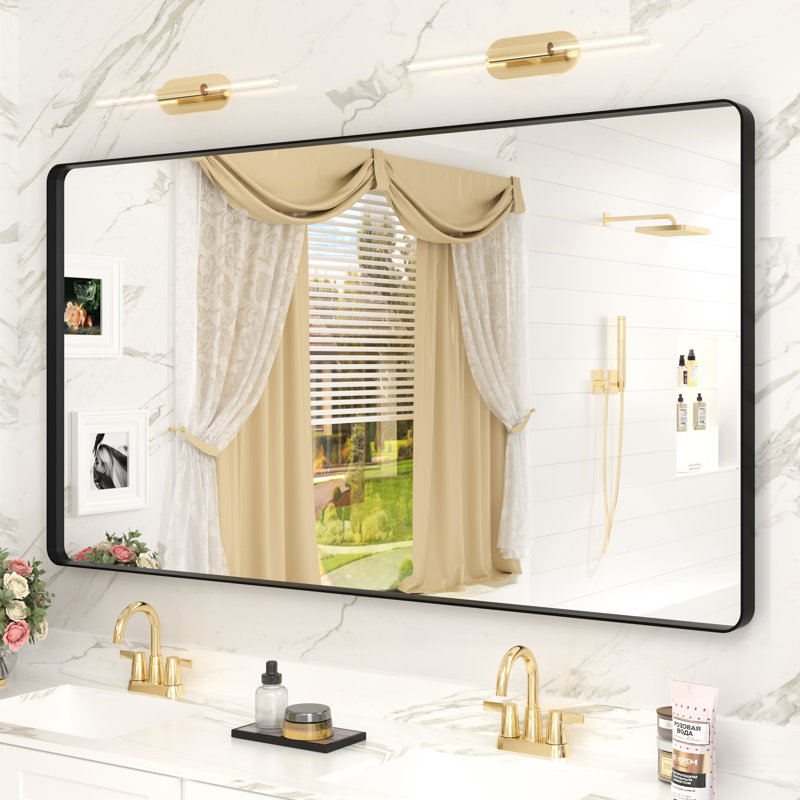 Miroir mural Aevar, 55 po x 30 po, Noir mat