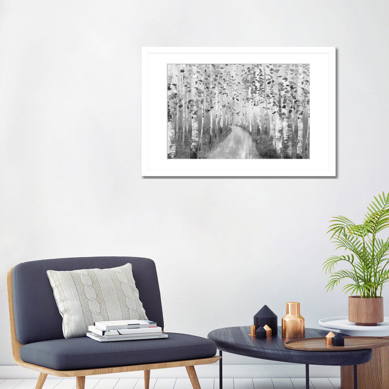 New Path I - noir et blanc, Cadre d'angle ouvert noir, H 16 po x l 24 po