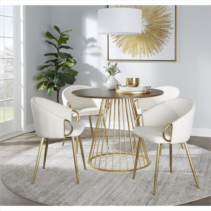 Table de salle à manger ronde de 96 cm (37,75 pouces) avec plateau en bois brillant, pour quatre personnes, conforme à la photo, 96 cm (37,8 pouces), poids : 17 kg