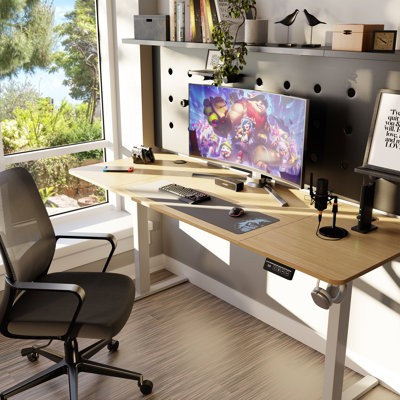 Gilman Adjustable Height Iron Standing Desk with Built-In Electrical Outlet