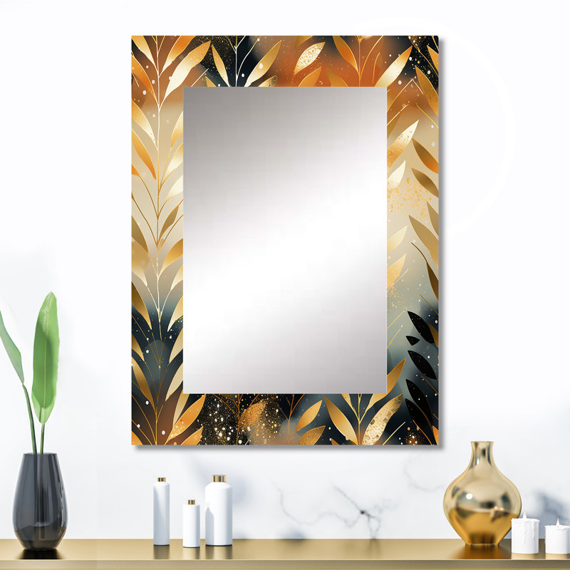 Goldern Gilded Chevron Reverie - chevron  Mirror, Chevron Decorative Wall Mirror, Printed Metal Art, 32" x 24"