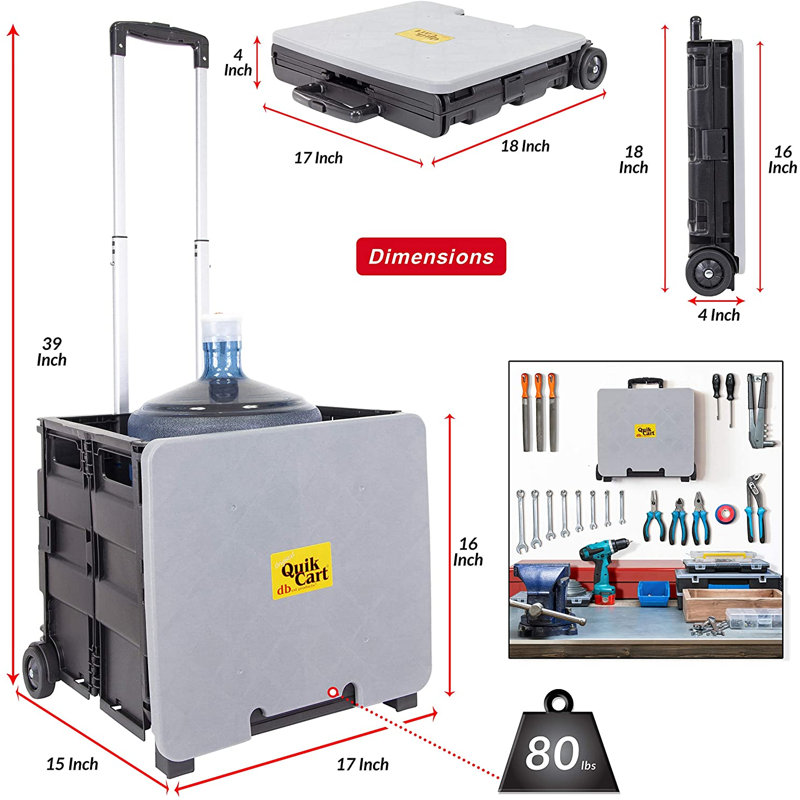 Chariot rapide avec couvercle dbest products, gris