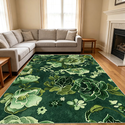 1PC Floral - Patterned Area Rugs for Living Room, Soft and Comfortable, Suitable for all Seasons, easy - to - maintain, Machine Washable Indoor Floor Mat, Under Table Farmhouse suitable for Bedroom, Dining Room, Hallway, Patio, Balcony, Home Decor,