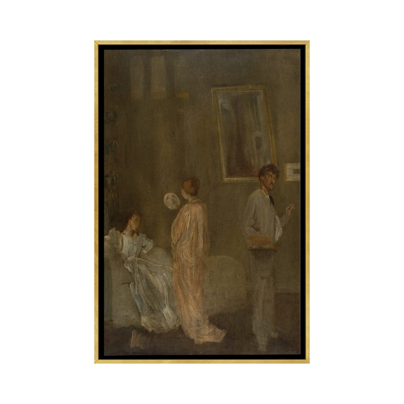 The Artist's Studio - reproduction d'art murale - toile encadrée, 26 po x 18 po, Toile avec cadre, Doré