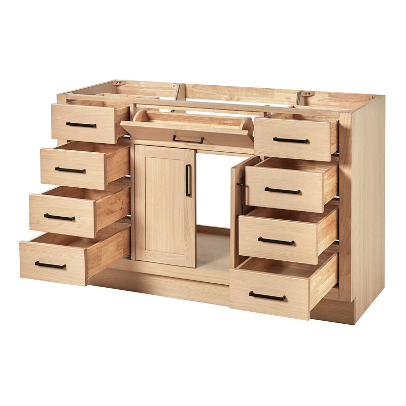 Base de meuble-lavabo simple en bois massif 54 po Osoria, Chêne naturel