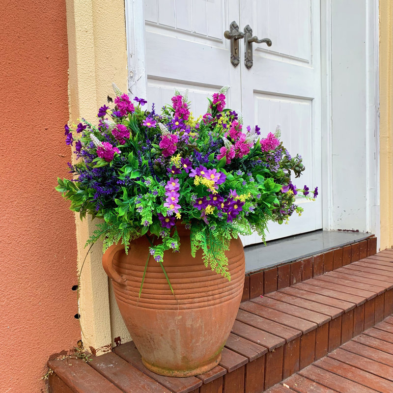 Fleurs artificielles multi-espèces réalistes pour l'extérieur et l'intérieur, 36 tiges (4 paquets de 9 tiges), Mauve