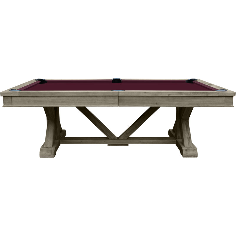 Brazos River Weathered 8' Slate Pool Table with Professional Installation Included, Weathered Gray, Wine, Dining Top Included