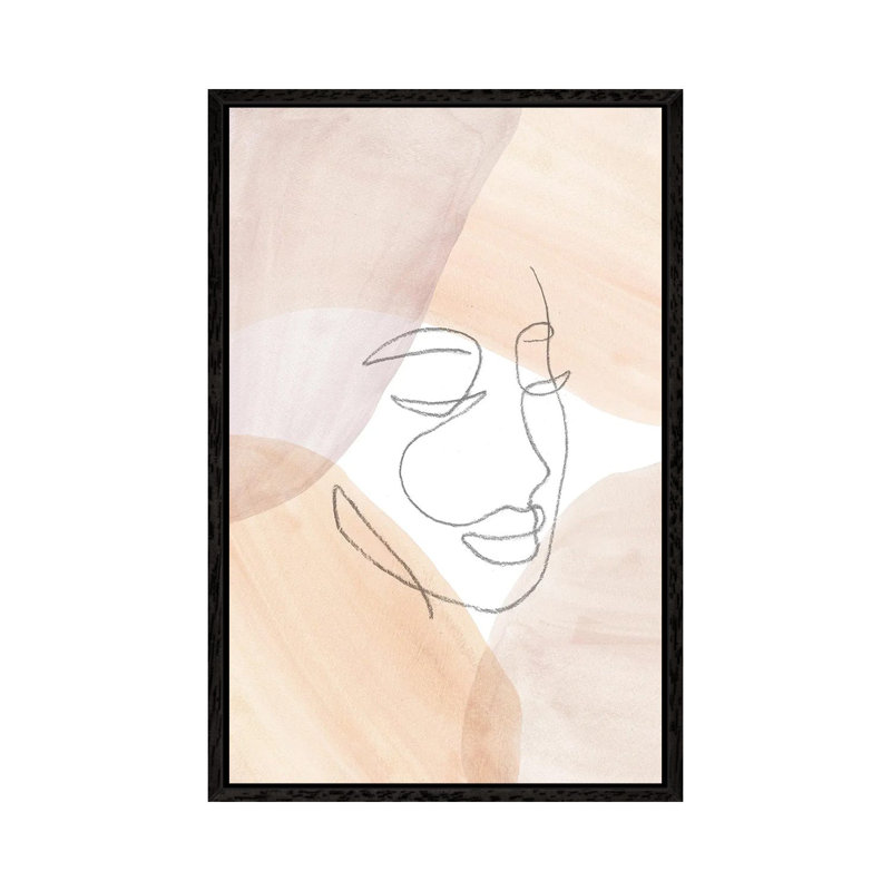 Line Art Face by Whales Way - Print on Canvas, 101.6cm H x 66.04cm W x 3.81cm D, Black Framed