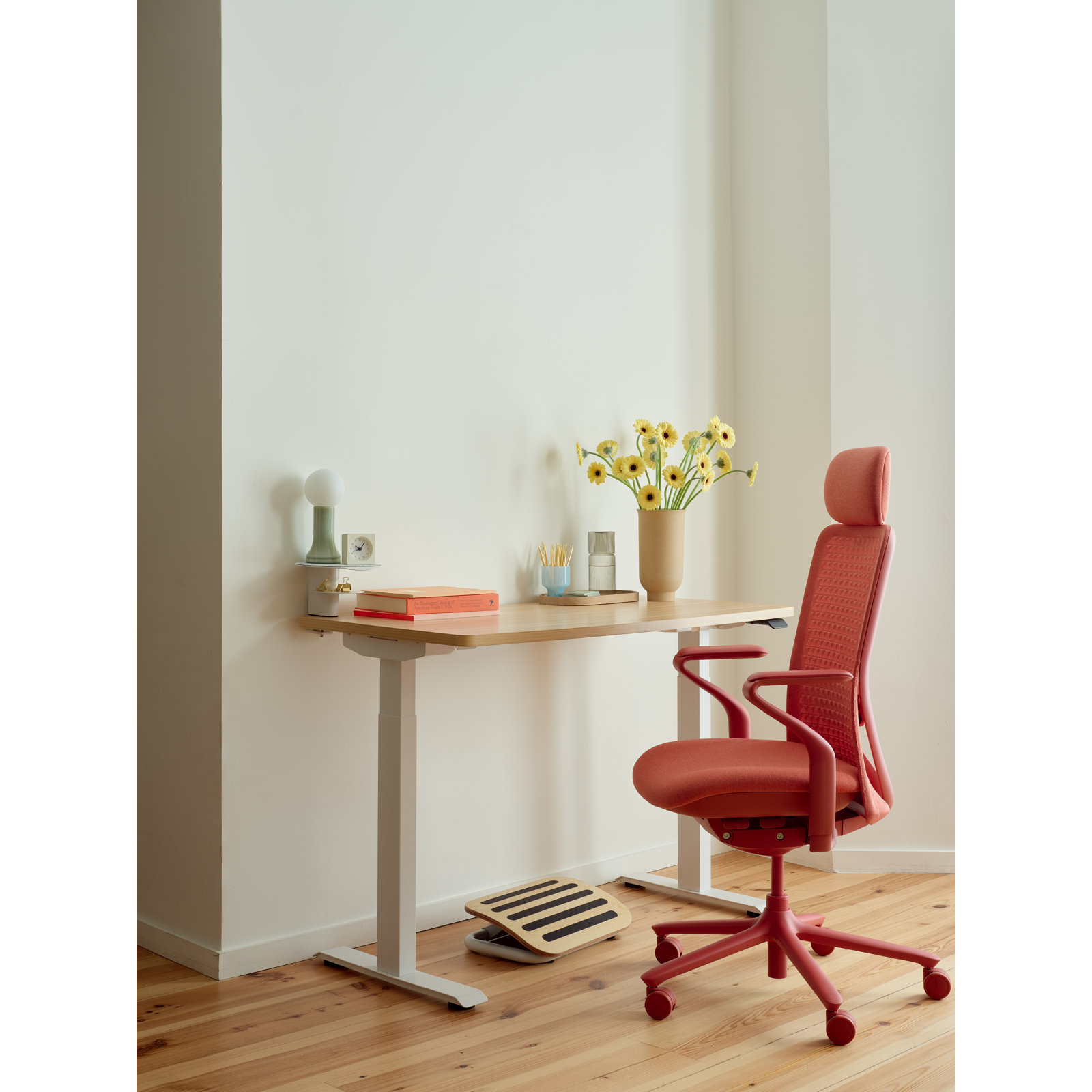 Adjustable Footrest, Woodgrain/White