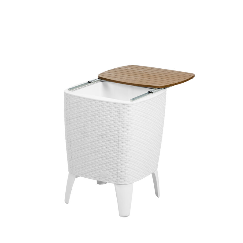 Cooler Table, White/Teak Brown, Brown