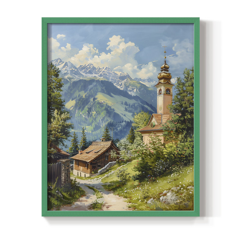 «LANDSCAPES Series CECLxxvii», reproduction d'art encadrée - bois massif, H 15 po x l 12 po, Vert
