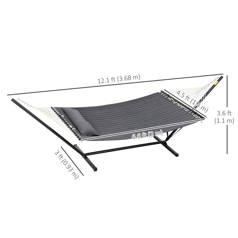 Hamac double matelassé avec support et coussin 2 personnes