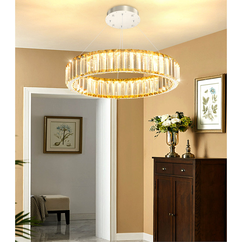 Lustre en cristal 16 po, Silver