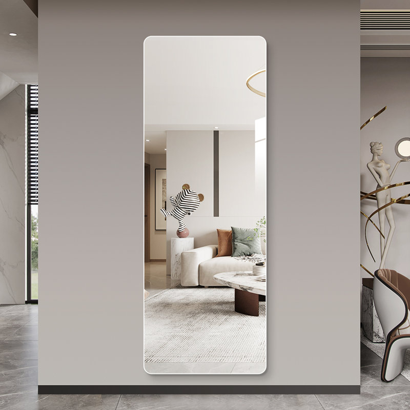 Miroir de salle de bain 65 po x 24 po sans cadre pleine longueur, verre transparent anti-déflagrant HD, miroir de salle de bain mural et adhésif