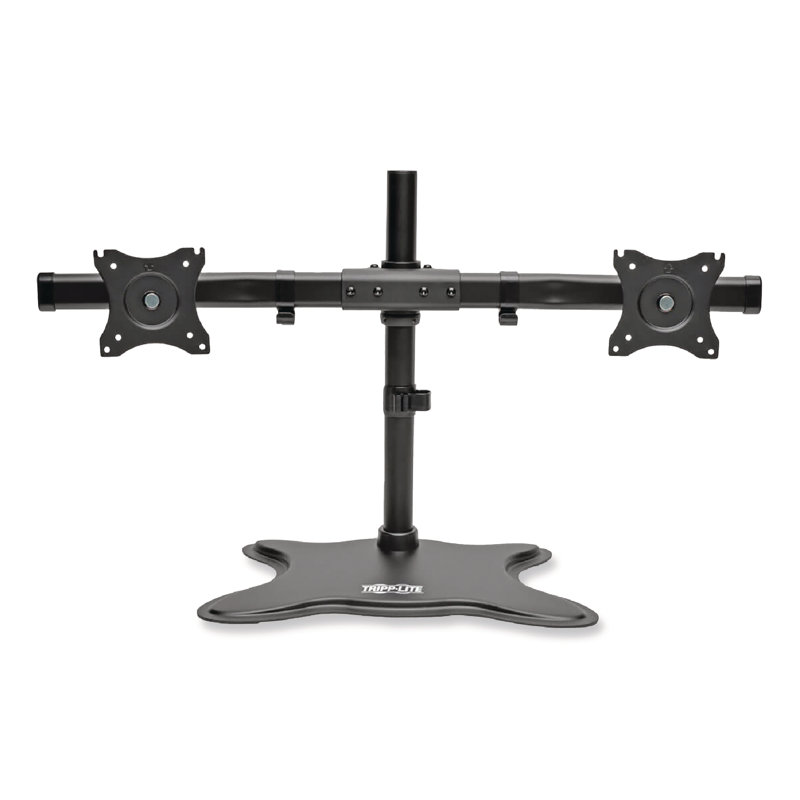 Black Steel Full-Motion Dual Monitor Desktop Stand