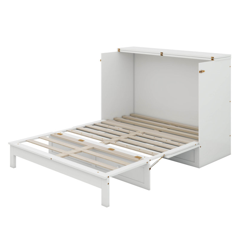 Lit escamotable double avec grands tiroirs, Blanc