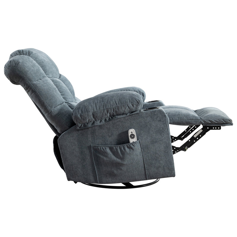 Oversized Massage Swivel Recliner Chair With Lumbar Heating For Living Room Rocker Recliner With Cup Holders And USB Charge Port, For Adult