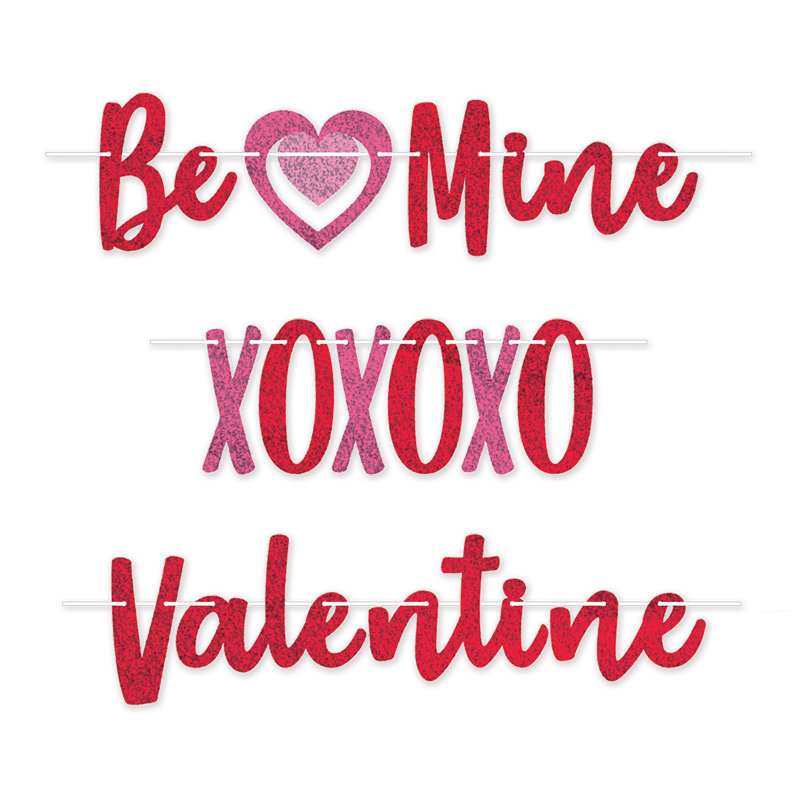 Ensemble de banderoles Valentine - 5 po - 6 po x 12 pi - paquet de 12