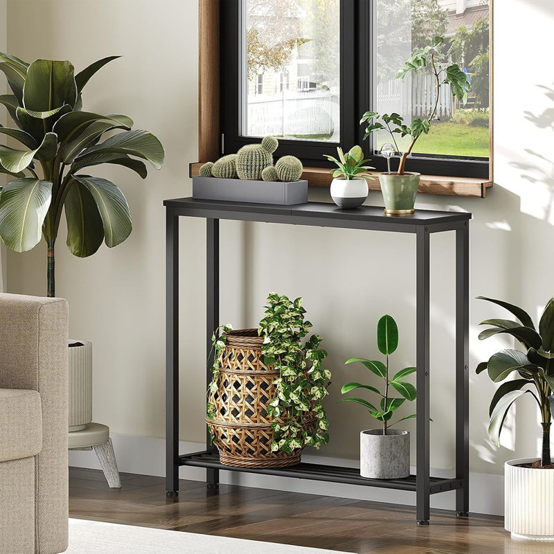 Narrow Console Table, 2-Tier Small Sofa Table, 29.5" Thin Entryw...