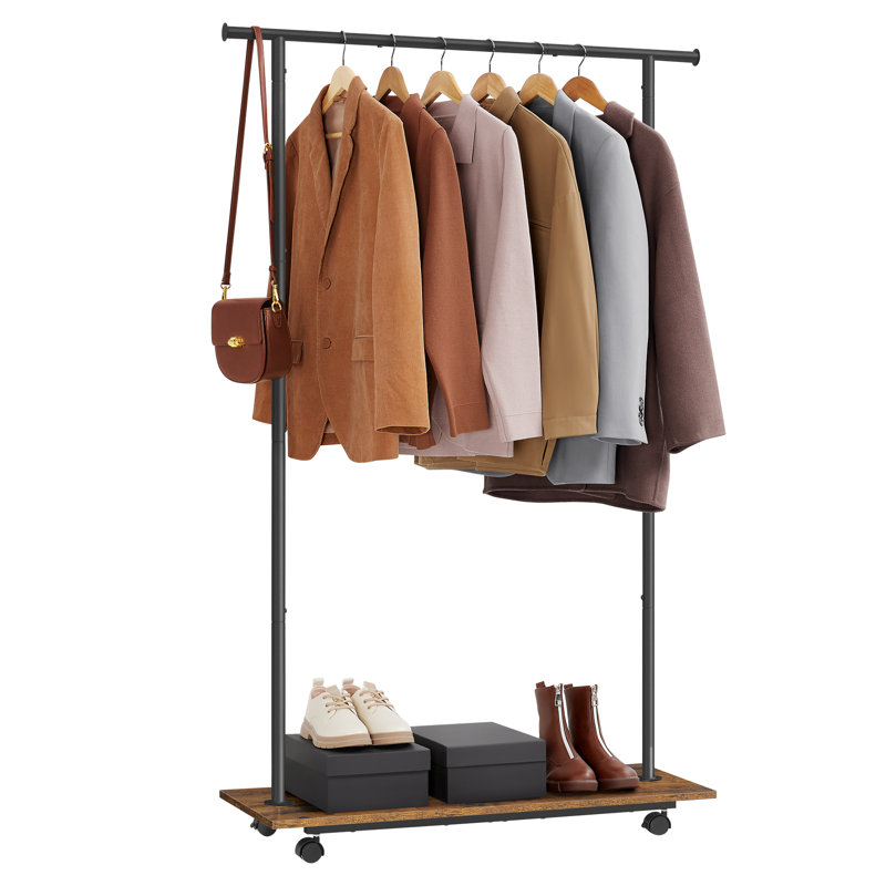 Albhie 99cm Rolling Clothing Rack, Brown/Black