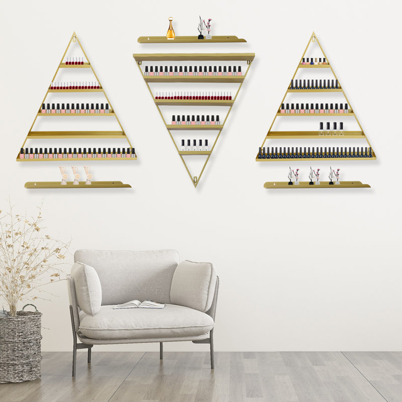 18 Piece Triangle Metal Bracket Shelf, Gold