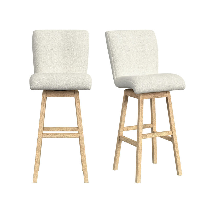 Galan UPH Swivel Bar Stool with Beige Boucle in Natural (2 Per Carton)