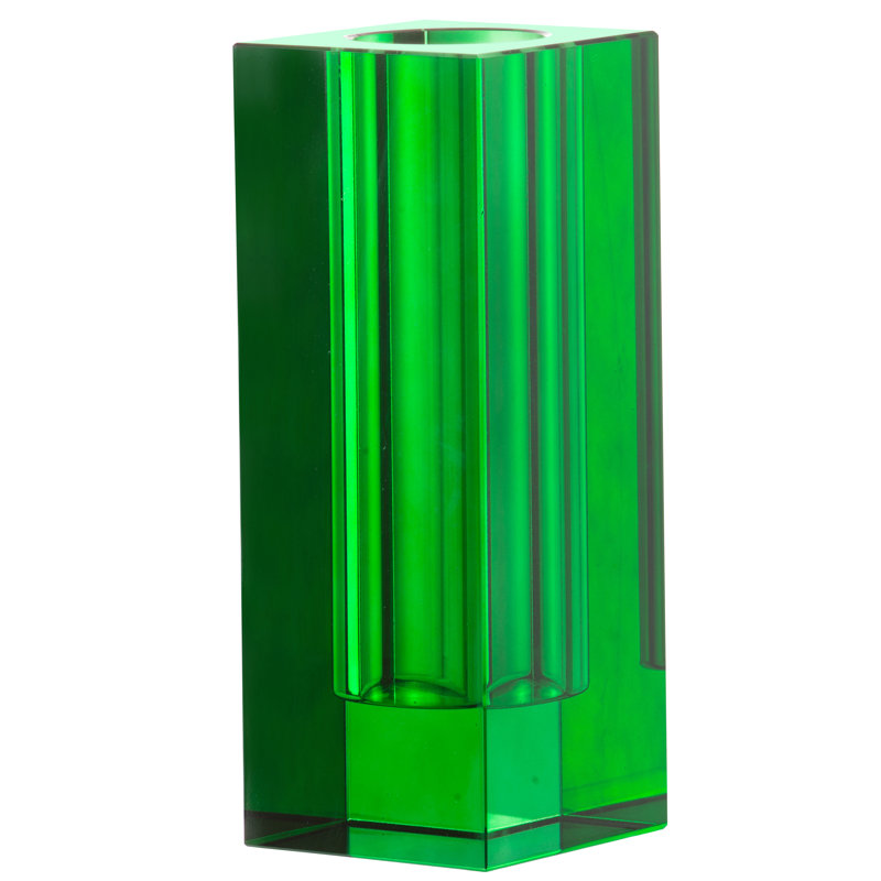 Huntingburg Glass Table Vase, Green, 9.8" H x 3.9" W x 3.9" D