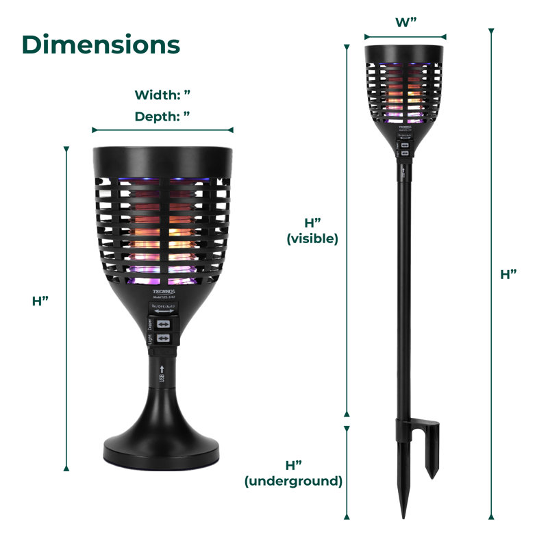 Solar Black Bug Zapper Torch with Easy-Clean Brush