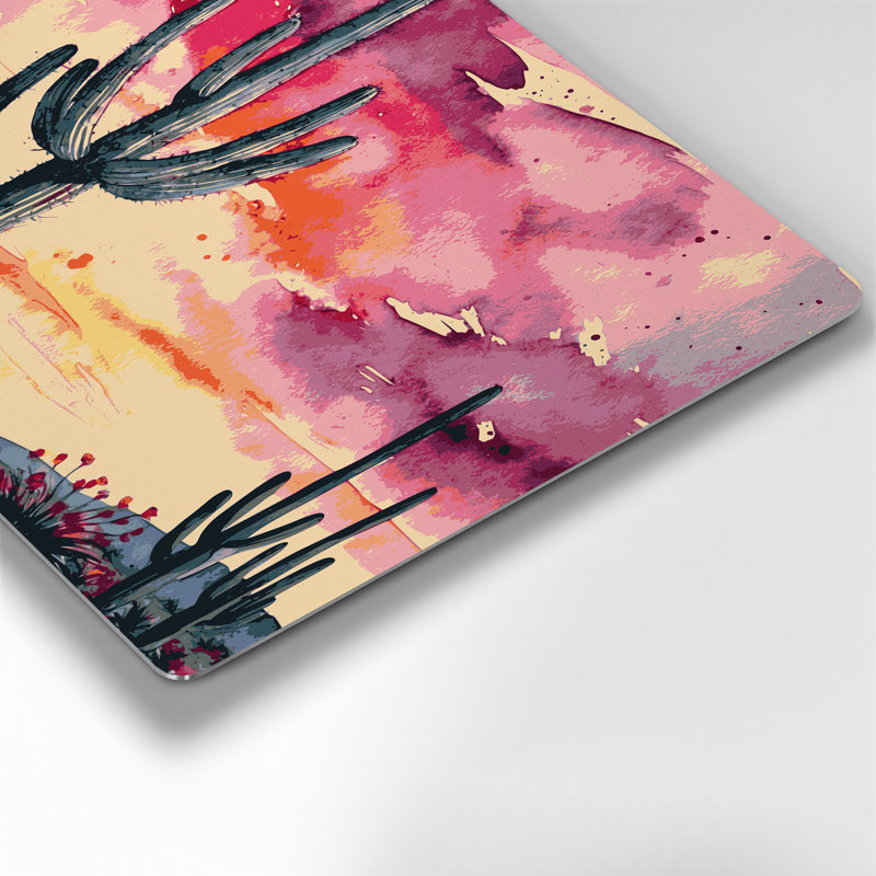 «Southwestern Plants Saguaro Cactus 190», art mural en métal orange, H 132 po x l 168 po x P 0,05 po
