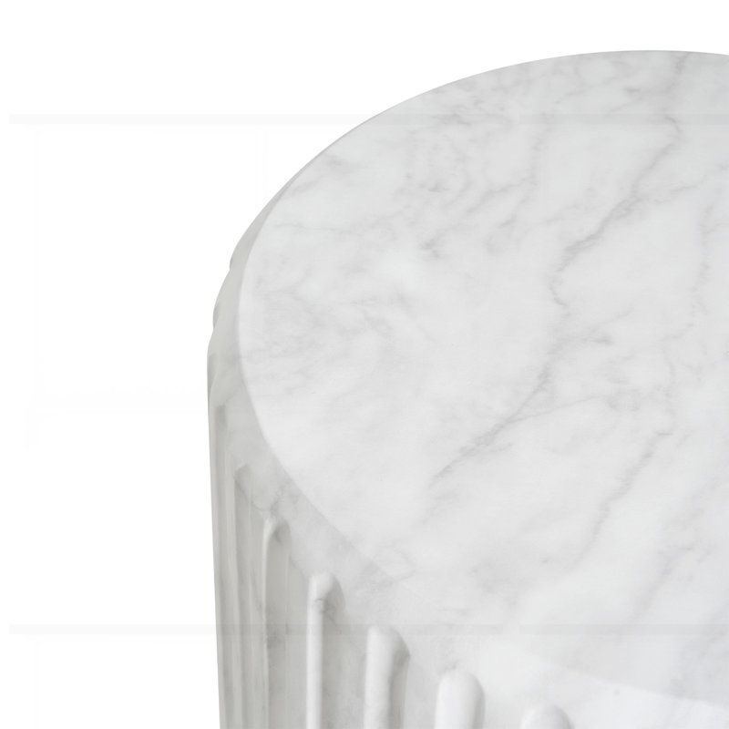 Table d'appoint d'extérieur en travertin Ponti, Blanc