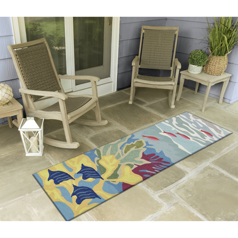 Tapis bleu touffeté à la main Hemsworth, Tapis de couloir 2 pi x 8 pi