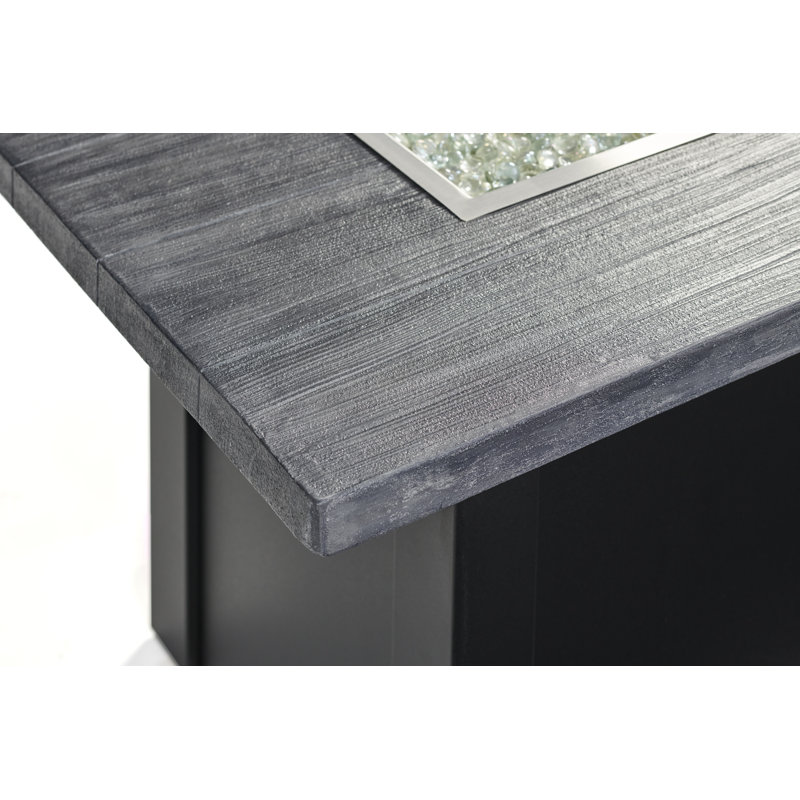 Havenwood Rectangle Smokeless Fire Pit Table with Hidden Fuel Tank, 24.5" H x 62" W x 30" D, Gray/Black