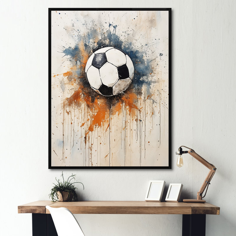 Ballon de soccer beige Wolrd Cup, Cadre flottant noir, H 20 po x l 12 po x P 1 po