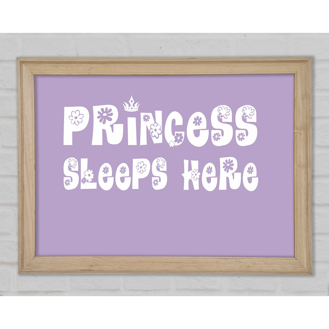 Kinderzimmer Zitat Princesss Sleeps Here Lilac Gerahmter Druck