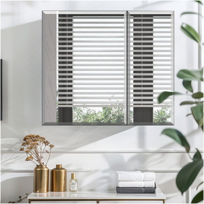 Armoire à pharmacie 30 po x 26 po avec miroir à fixation en surface ou espace de rangement encastré en aluminium