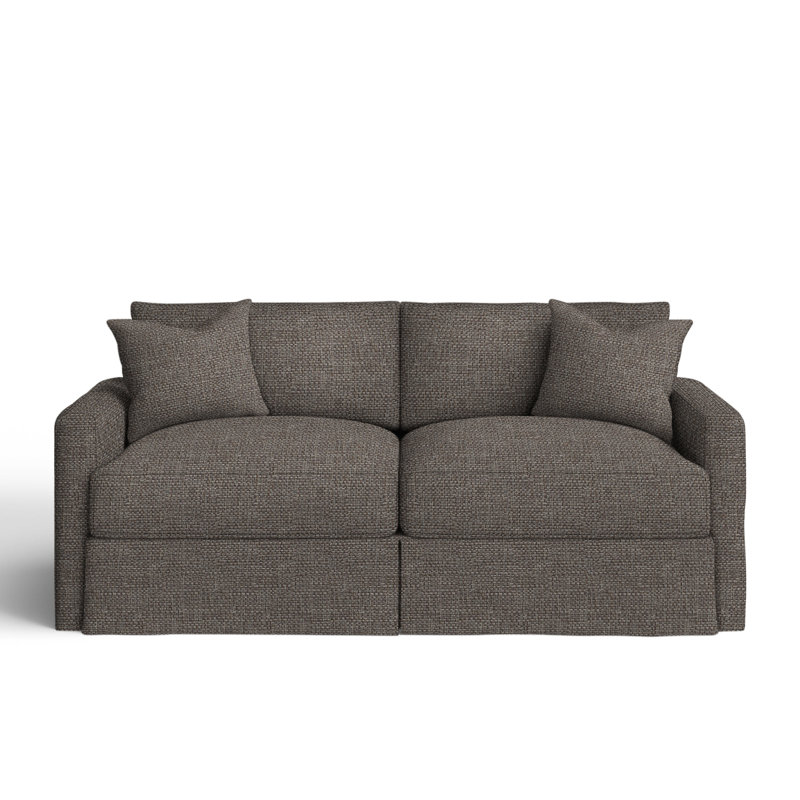 Canapé à accoudoirs carrés avec coussins réversibles de 84 po Hartig, Tissage natté gris anthracite Drusky Sustain®