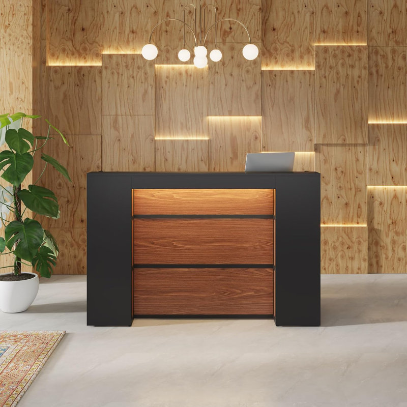 Jacon Rectangular Reception Desk, Brown/Black