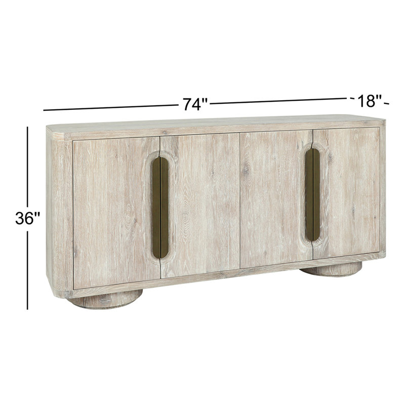 Tiber 74" Oak Veneer Wood Buffet Sideboard In White Wash, White Wash