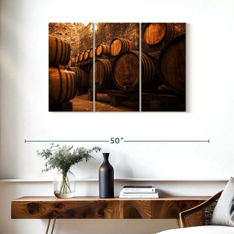 Lilie Cellar With Wine Barrels, 24" H x 38" W