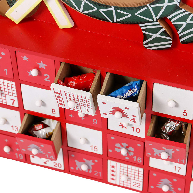 Décoration de Noël des fêtes de Noël avec tiroirs et compte à rebours de 24 jours