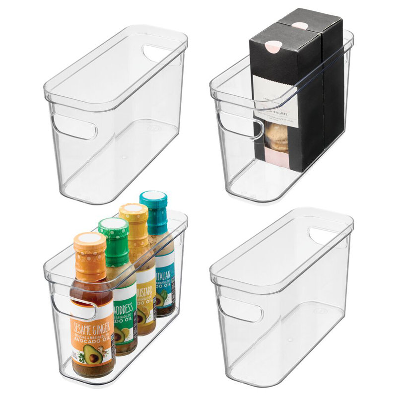 Panier en plastique pour rangement de cuisine iDesign - Bac de rangement avec poignées - Ensemble de 4 - Transparent