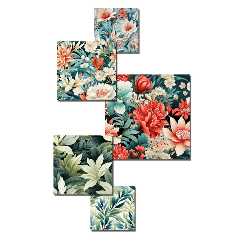 Nigan - ensemble d'art mural floral de 5