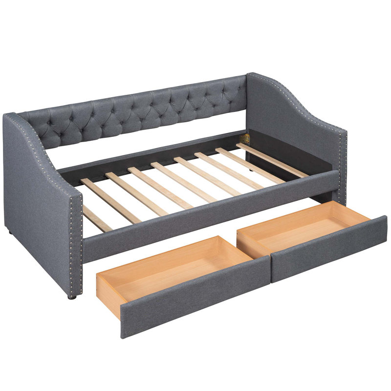 Evererdo Twin Size Fabric Upholstered Daybed, Gray, Twin