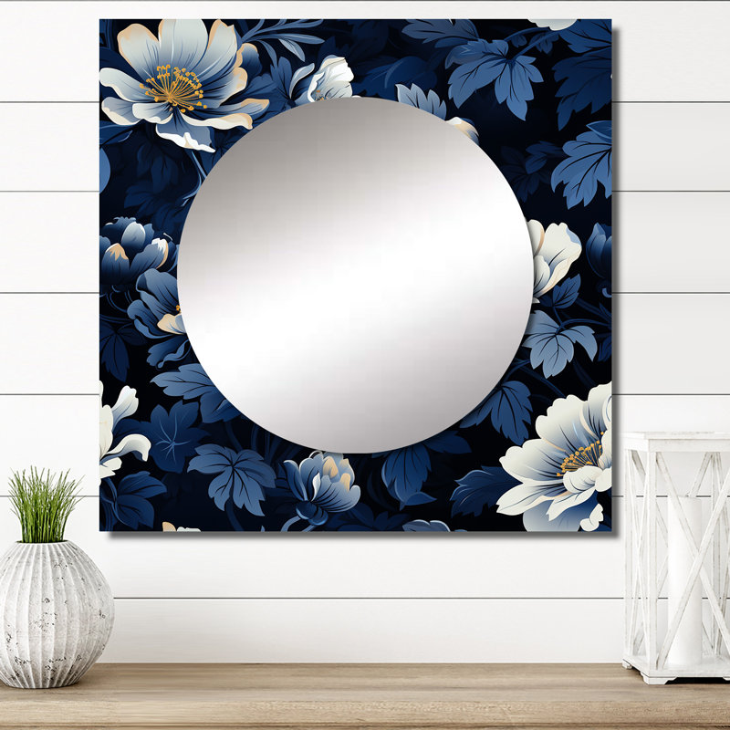 Miroir mural bleu foncé et blanc Nightfall, 23 po x 23 po