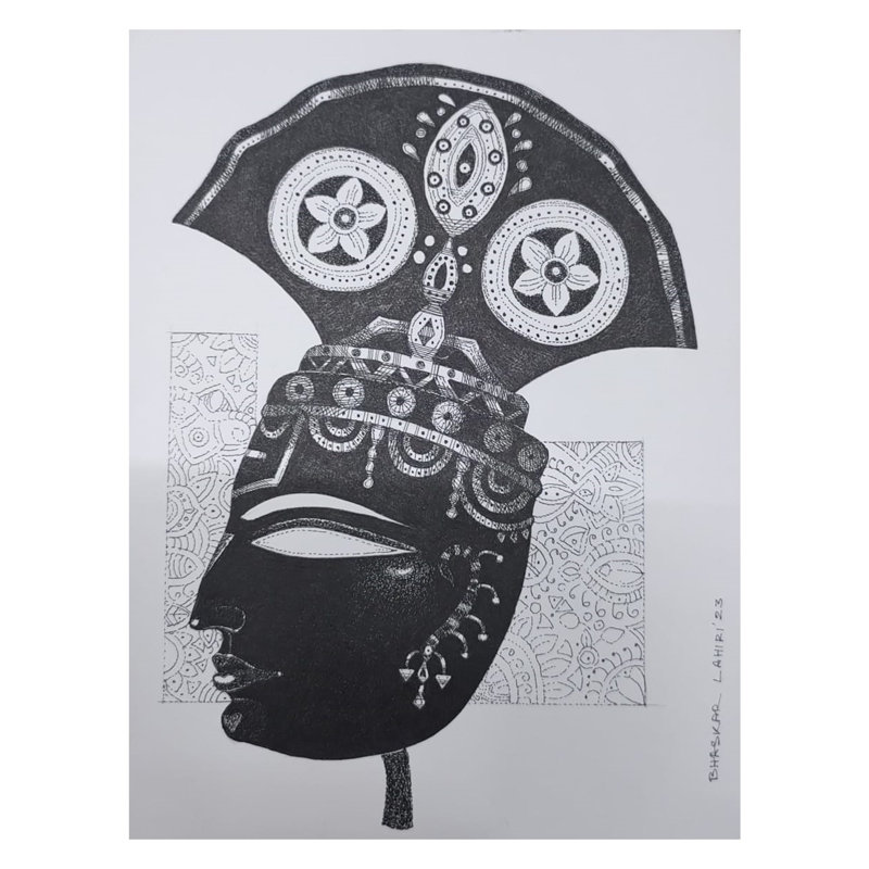 Lord Krishna | Stylo encre sur papier | Par Bhaskar Lahiri