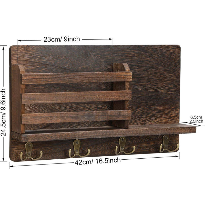 Ricolson Manufactured Wood Wall Organizer, Brown