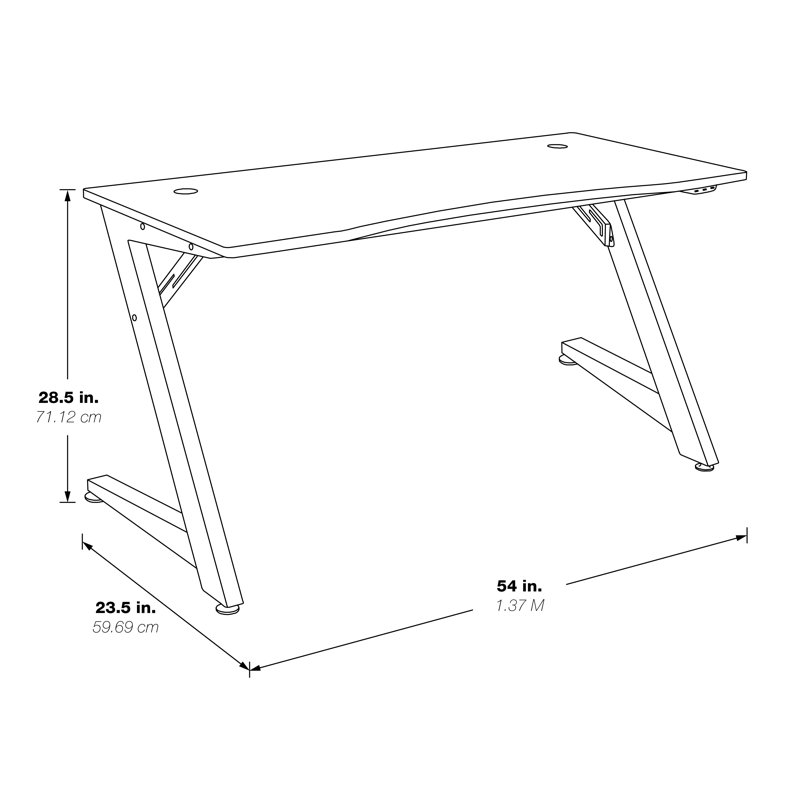 Amoll Metal Base Computer Desk, Black/Matt Red