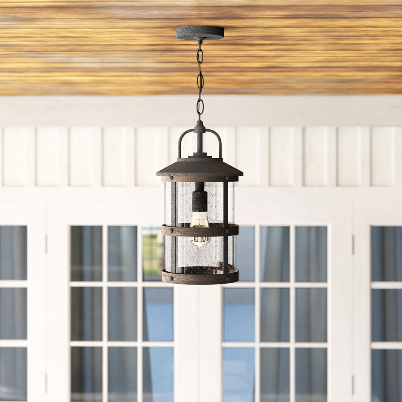 Luminaire suspendu d'extérieur en zinc vieilli à 1 ampoule H 17,75 po Lakehouse